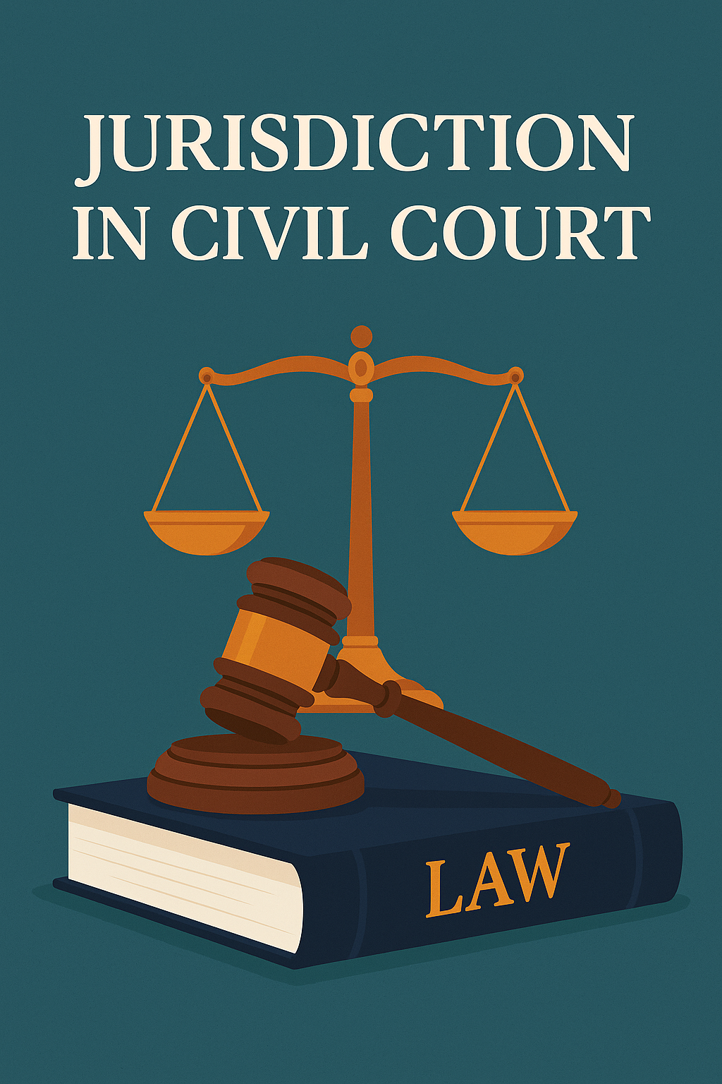 Gavel on a judge's bench, symbolizing jurisdiction in civil court and legal authority.