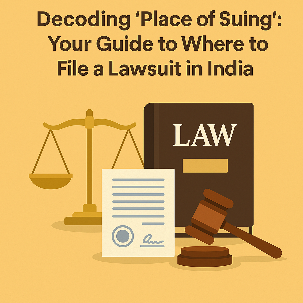 Open Code of Civil Procedure (CPC) book, highlighting sections on place of suing.